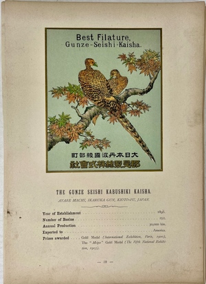 『1904年セントルイス万博のために編纂された日本帝国における有名生糸生産者とその商標』